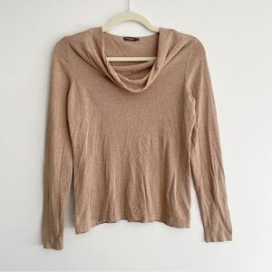 J McLaughlin cowl neck sweater camel nude tan modal soft lightweight neutral S